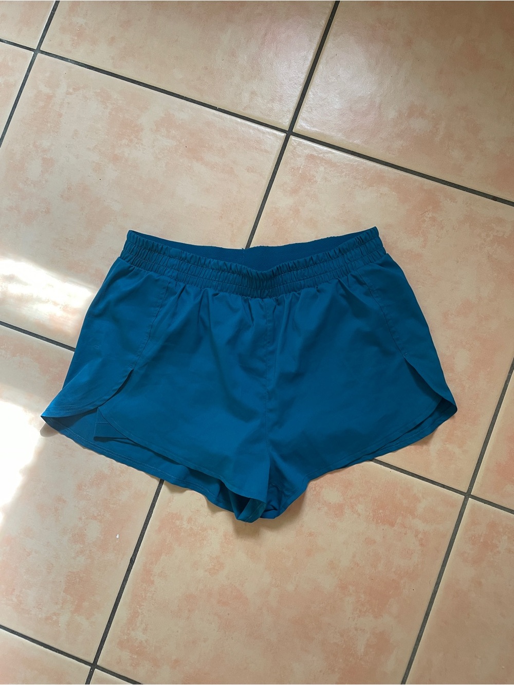 Girlfriend Collective - Trail Shorts size Large - Teal Blue